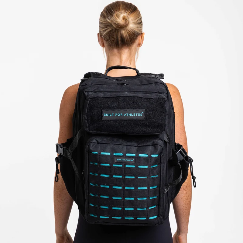 Black & Aqua Gym Backpack Plus