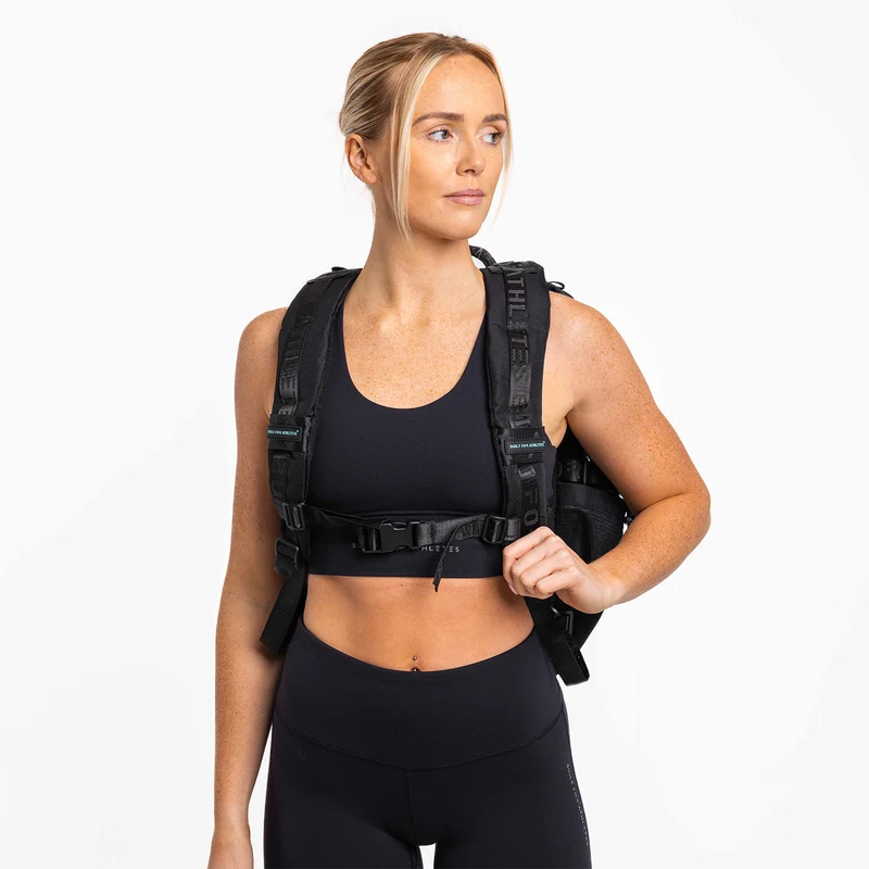 Black & Aqua Gym Backpack Plus