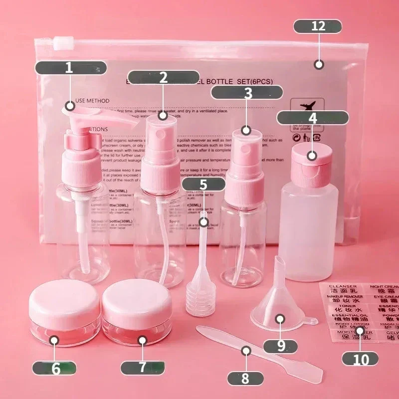 Kit Trousse de Toilette Avion | Flacons Réutilisables Plastique