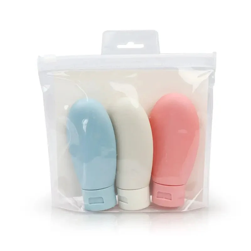 Kit de Voyage Avion Transparent | 3 Flacons Réutilisables Tpu