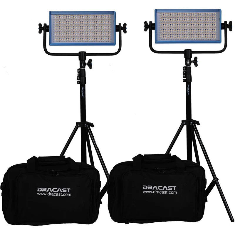 Dracast LED500 Pro Ensemble de 2 Lumières du Jour LED avec Monture V pour Pile et Trépieds (5600K)