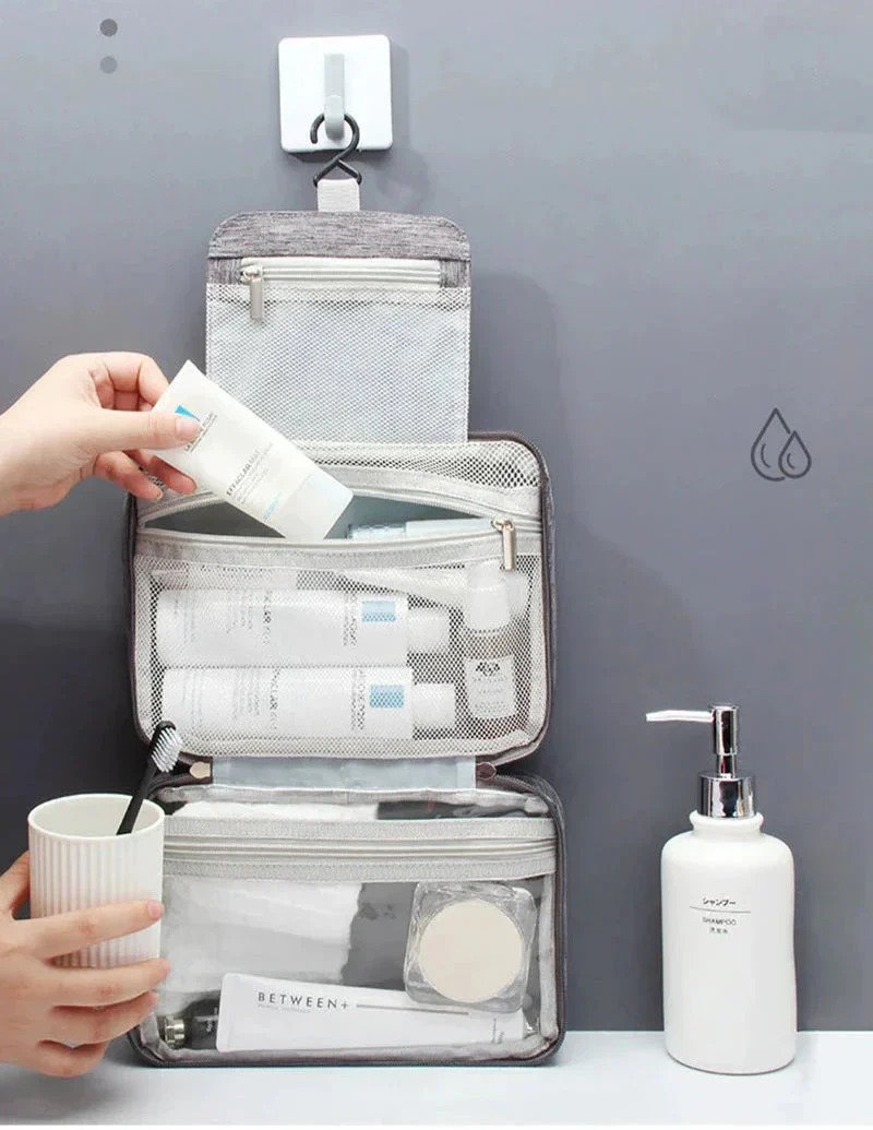 Grande Trousse de Toilette Suspendue | Crochet et Compartiments Multiples