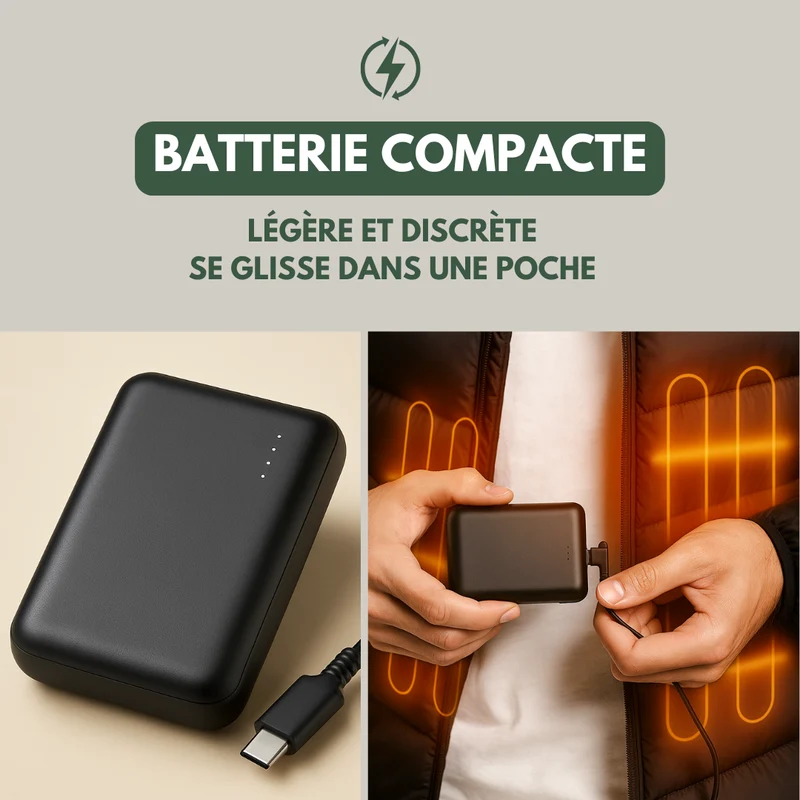 Gilet Chauffant Homme | 5 Zones Chauffantes Usb