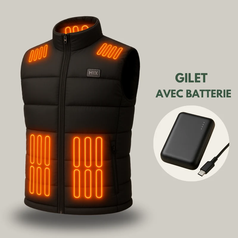 Gilet Chauffant Homme | 5 Zones Chauffantes Usb