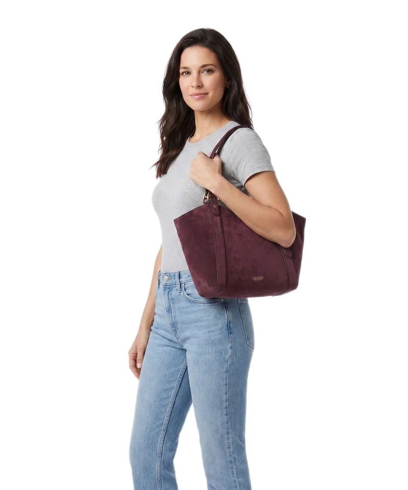 Lauren Ralph Lauren Tasha Small Cabas dark garnet
