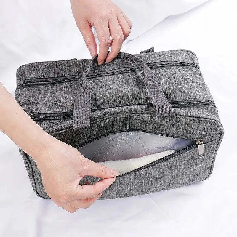 Sac de Toilette Voyage Avion | Nylon Étanche Multi-Compartiments