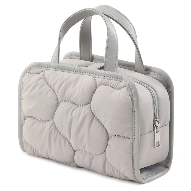 Sac de Toilette Femme Matelassé | Trousse Amovible Transparente