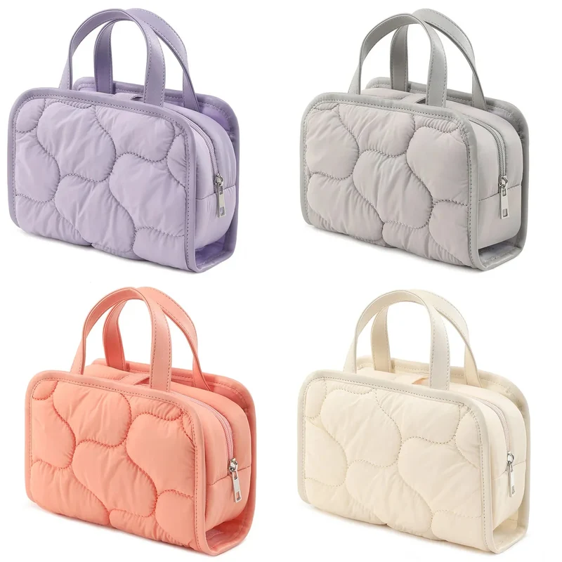Sac de Toilette Femme Matelassé | Trousse Amovible Transparente