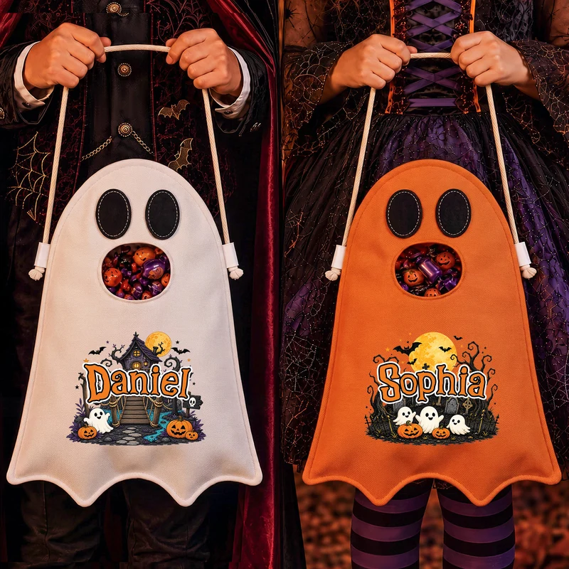 Cadeau Pour Enfant - Sac De Bonbons Halloween Avec Fantôme Personnalisé