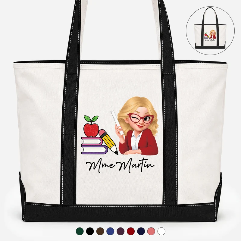 Cadeau Pour La Maîtresse - Sac Cabas En Toile Personnalisé