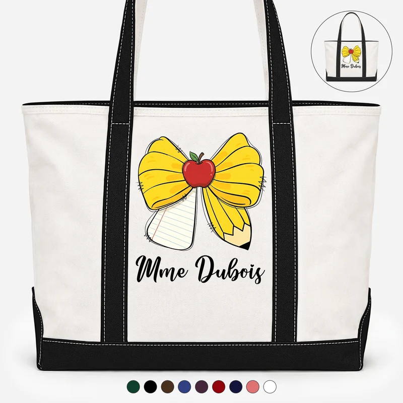 Cadeau Pour La Maîtresse - Tote Bag En Toile Personnalisabl
