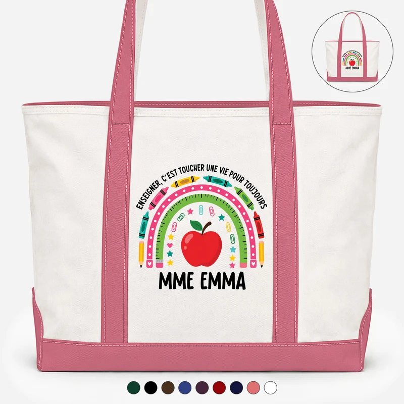 Enseigner C’est Toucher Une Vie - Sac Cabas En Toile Femme Personnalisé Professeur
