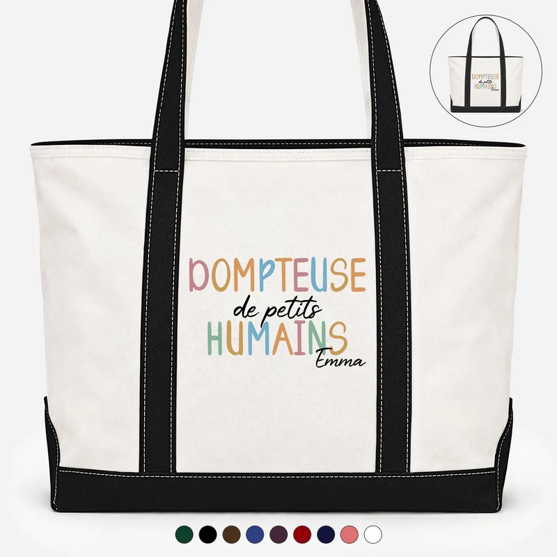 Dompteuse De Petits Humains - Sac Cabas En Toile Personnalisé Pour Maîtresse