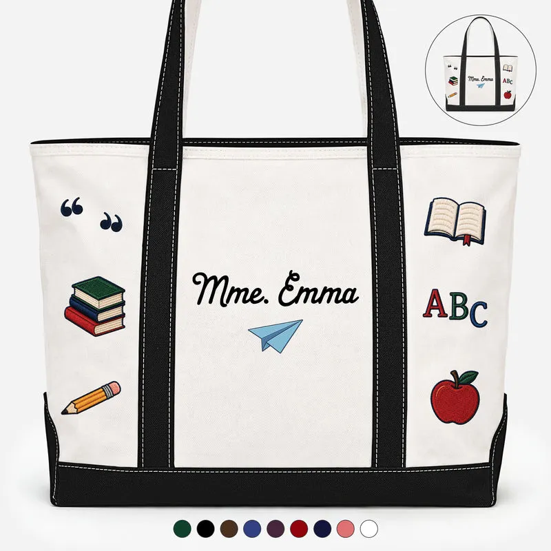 Cadeau Pour Les Professeurs - Tote Bag En Toile Personnalisé Avec Matières Scolaires