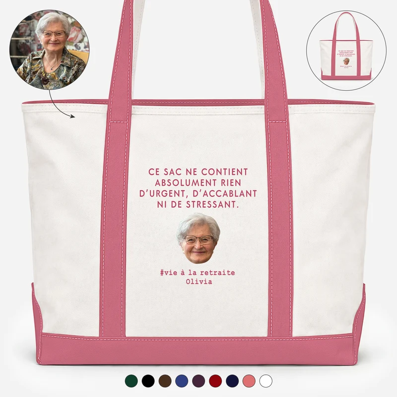 Vie À La Retraite - Sac Cabas En Toile Personnalisé Photo