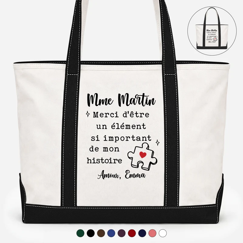 Merci D’être Un Élément Important - Sac Cabas En Toile Personnalisé Pour Maîtresse