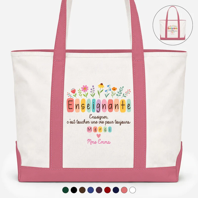 Enseigner C’est Toucher Une Vie - Sac Cabas En Toile Personnalisé Professeur
