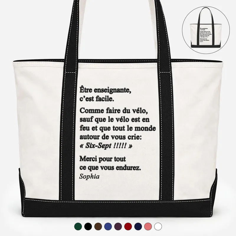 Être Enseignant C’est Facile - Sac Cabas En Toile Personnalisé Humour Professeur Et Maîtresse