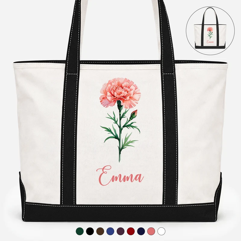 Cadeau Maîtresse Et Professeur Avec Fleur - Sac Cabas En Toile Personnalisé