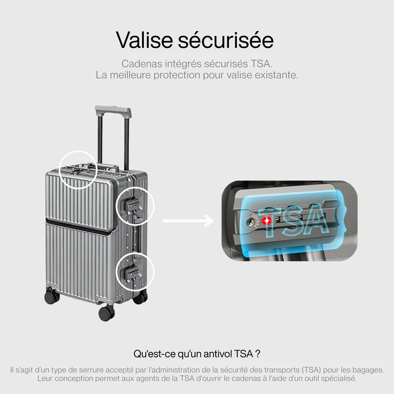 Valise Cabine Rigide 45l | Séparateurs Doubles et Port Usb
