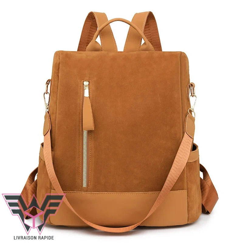 Nubuck sac antivol femme