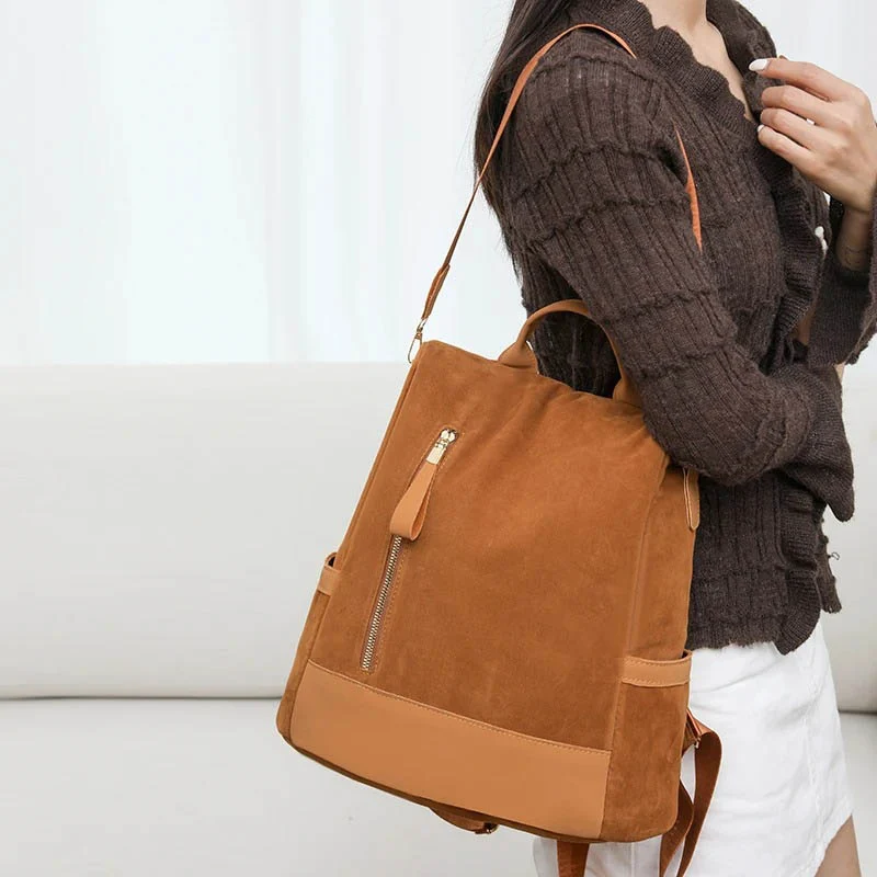 Nubuck sac antivol femme