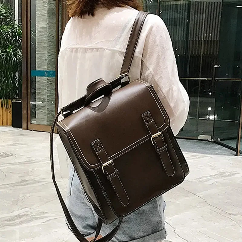Sac à Dos Vintage Femme | Compartiments Multiples en Pu