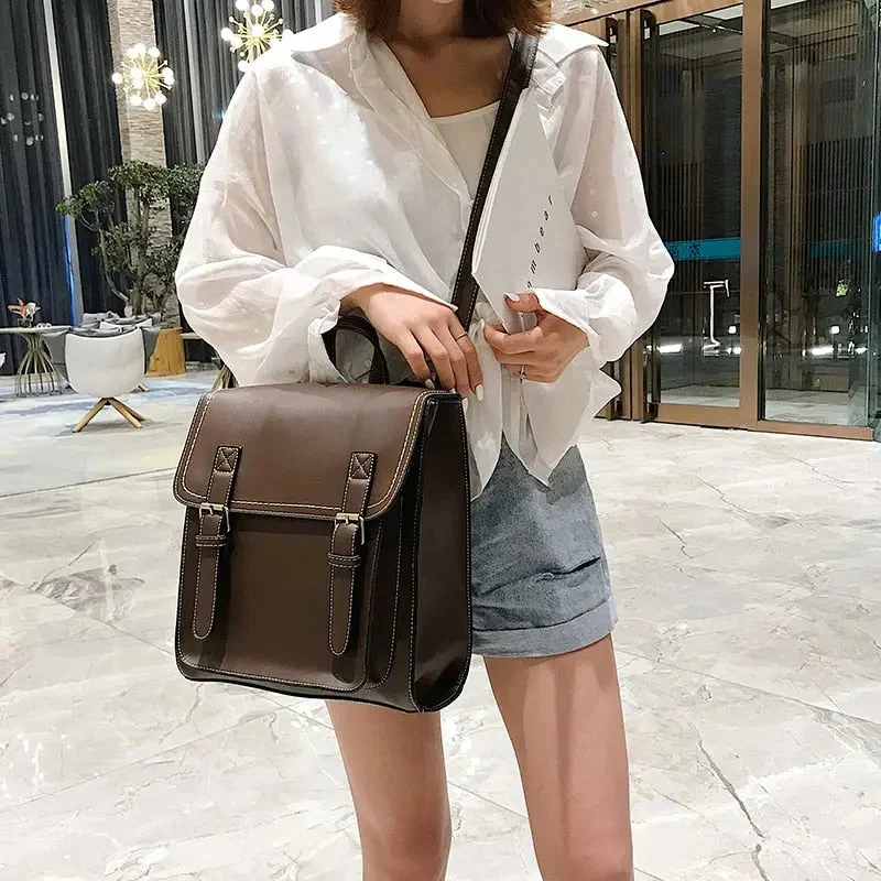 Sac à Dos Vintage Femme | Compartiments Multiples en Pu