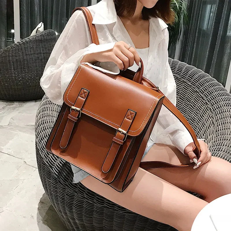 Sac à Dos Vintage Femme | Compartiments Multiples en Pu