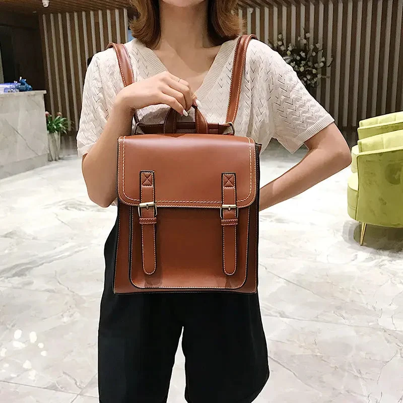 Sac à Dos Vintage Femme | Compartiments Multiples en Pu