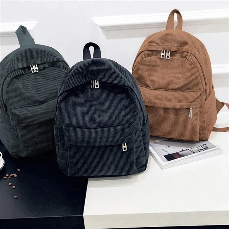 Sac à Dos Velours Côtelé | Poche Avant Zippée