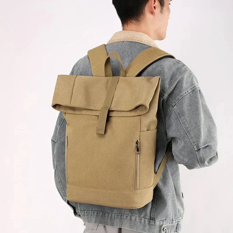 Sac à Dos Roll Top Toile | Compartiment Ajustable Sécurisé