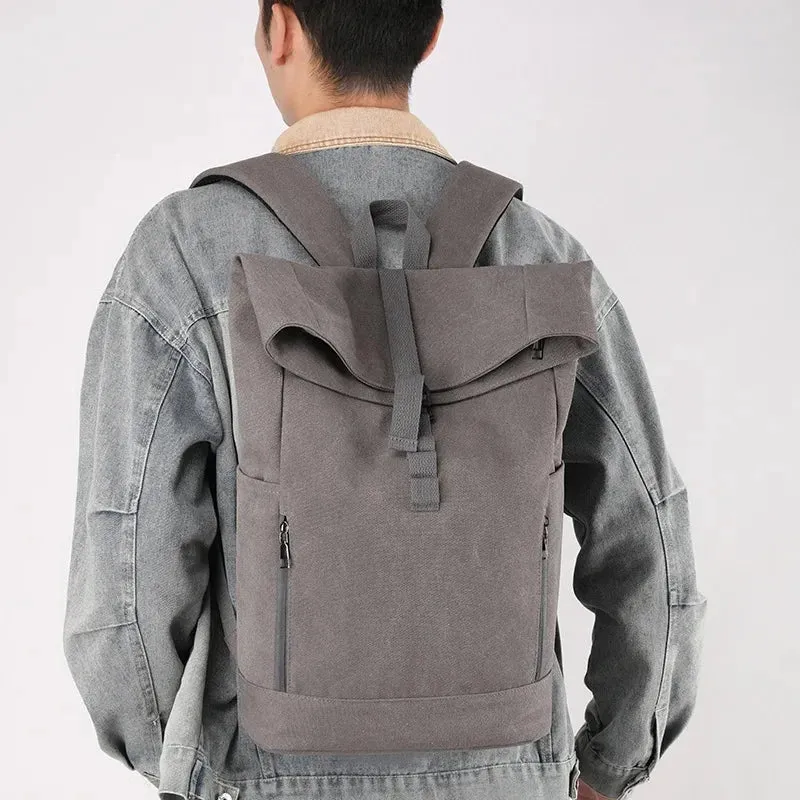 Sac à Dos Roll Top Toile | Compartiment Ajustable Sécurisé