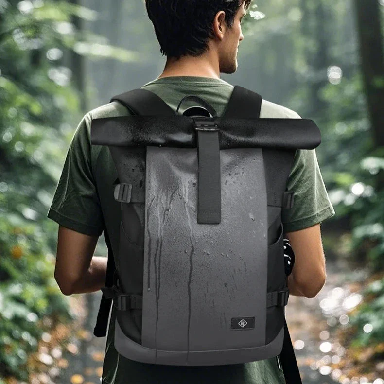 Sac à Dos Roll Top Ordinateur | Extensible Imperméable 17 Pouces