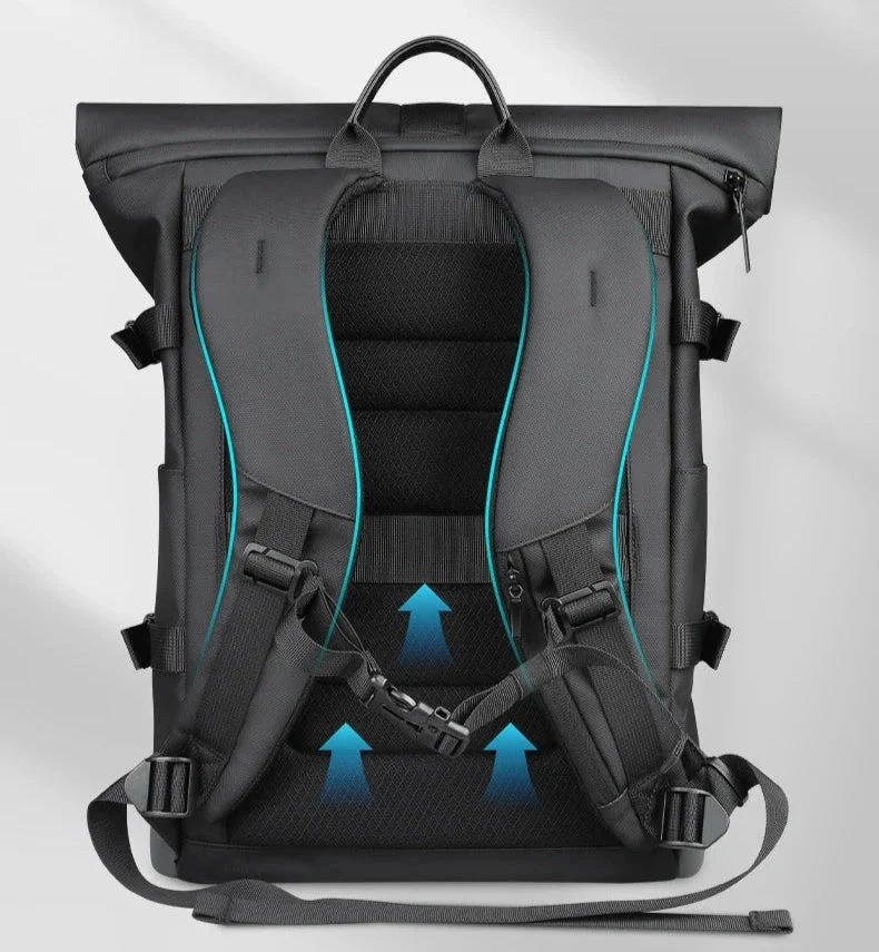 Sac à Dos Roll Top Ordinateur | Extensible Imperméable 17 Pouces