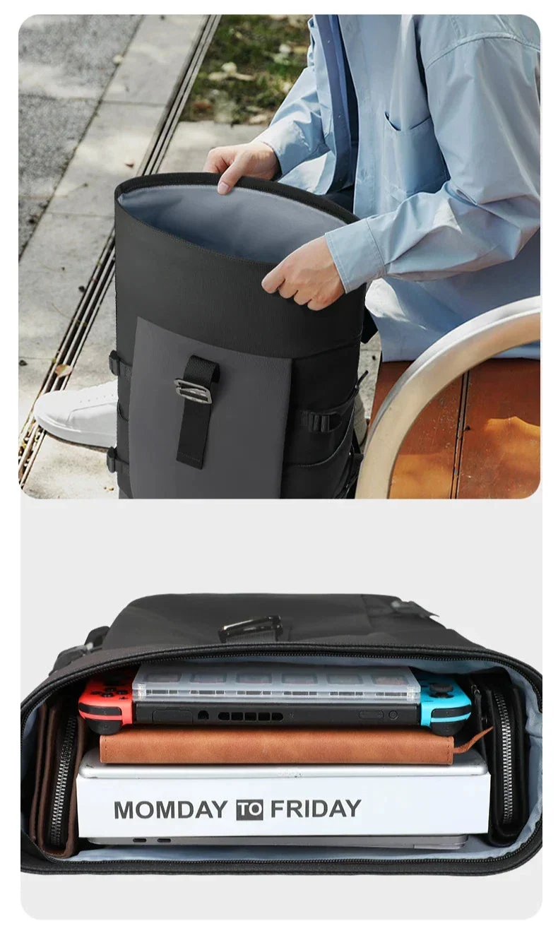 Sac à Dos Roll Top Ordinateur | Extensible Imperméable 17 Pouces