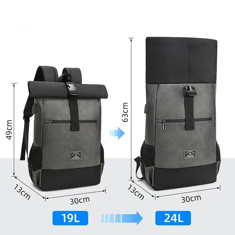 Sac à Dos Roll Top Imperméable | Capacité Extensible Antivol