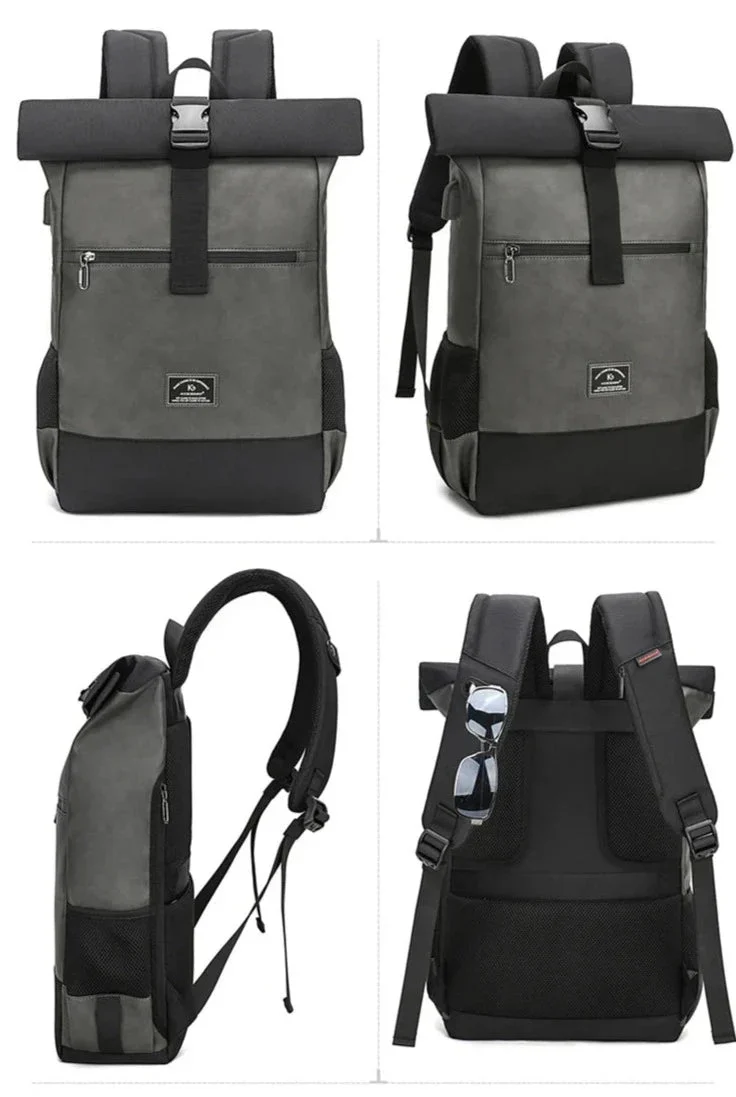 Sac à Dos Roll Top Imperméable | Capacité Extensible Antivol