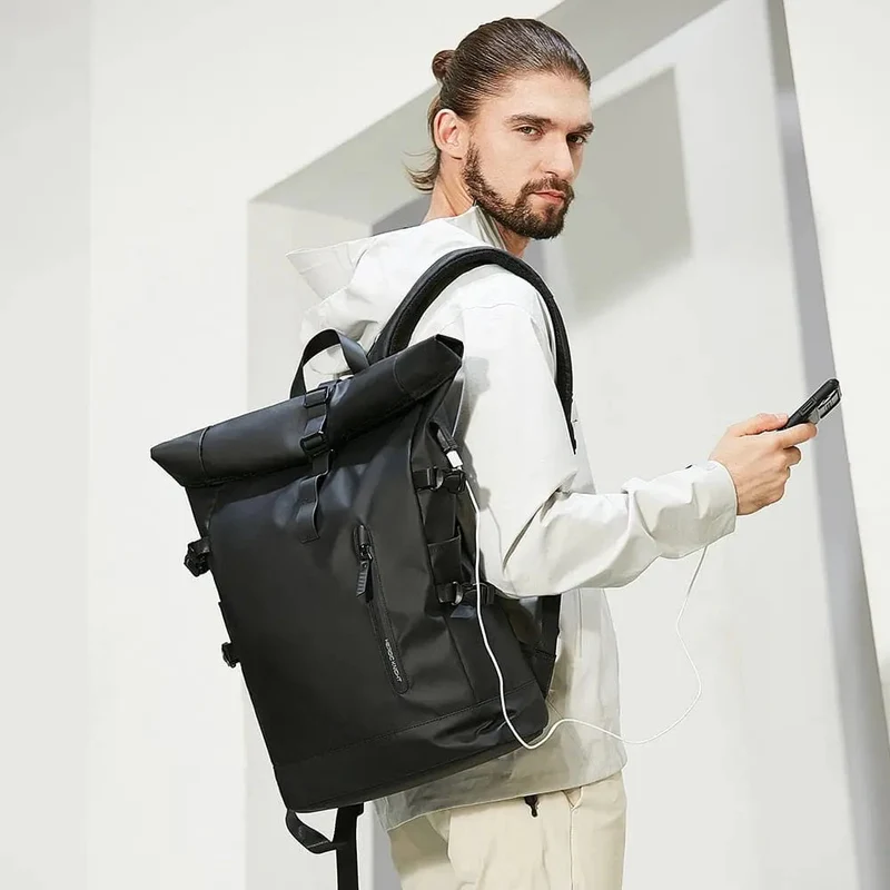 Sac à Dos Roll Top Homme | Tissu Imperméable Urbain