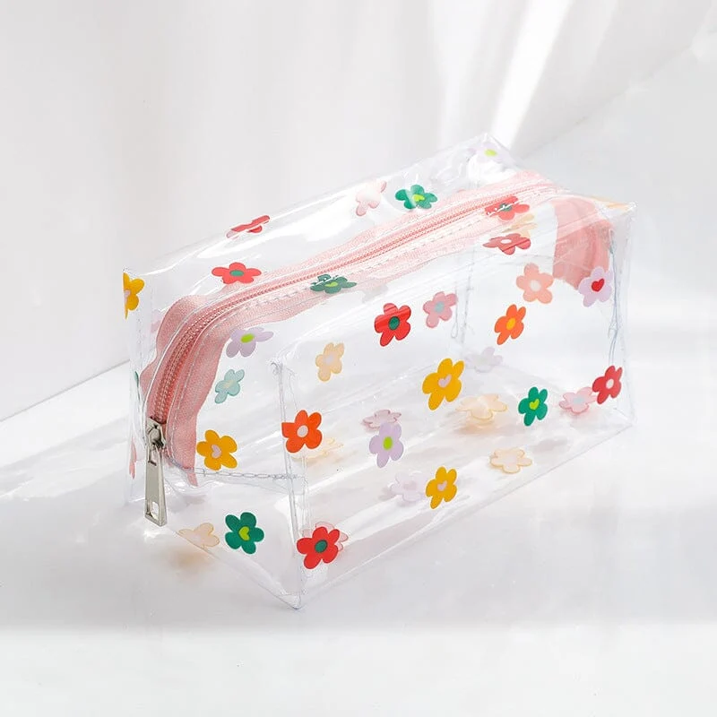 Trousse de Toilette Transparente Fleurs | Idéale pour Avion