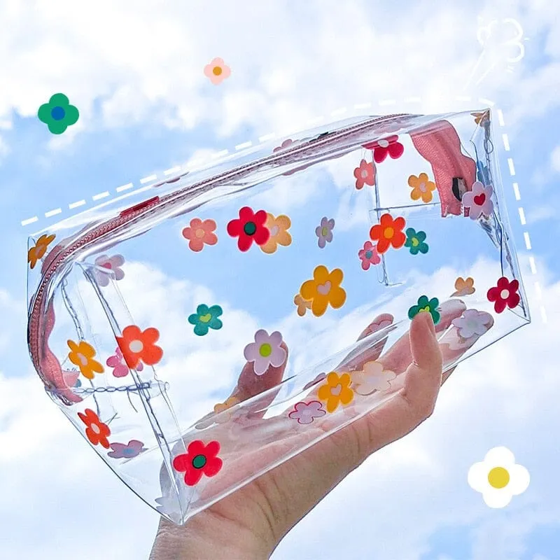 Trousse de Toilette Transparente Fleurs | Idéale pour Avion