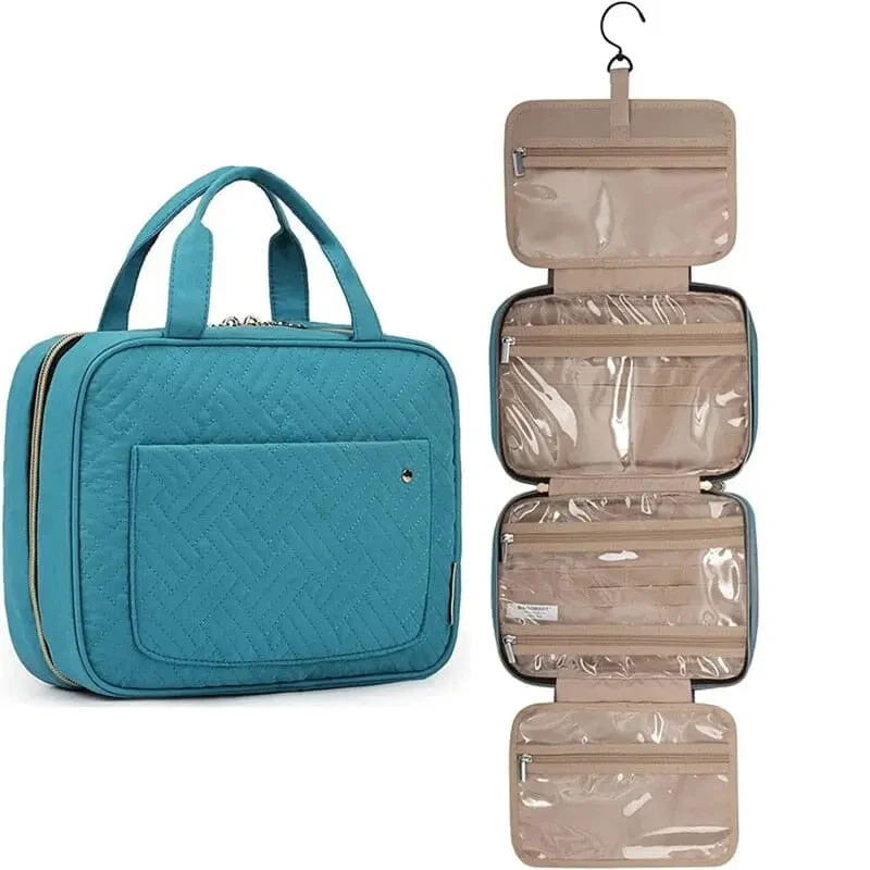 Trousse de Toilette Suspendue Femme | Tissu Coloré et Poches Multiples