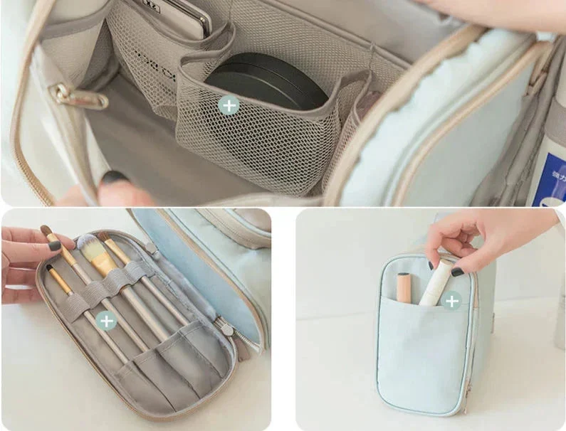 Trousse de Toilette Suspendue Femme | Crochet Intégré et Poches Zippées
