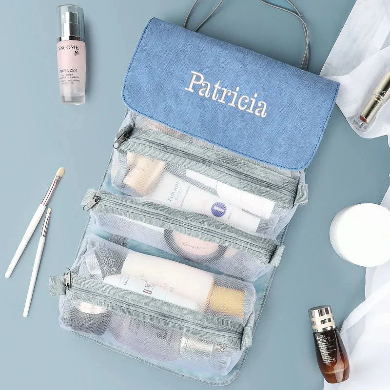 Trousse de Toilette Pliable Femme | Imperméable et Spacieuse