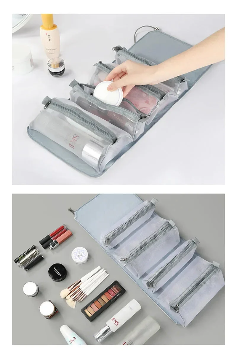 Trousse de Toilette Pliable Femme | Imperméable et Spacieuse