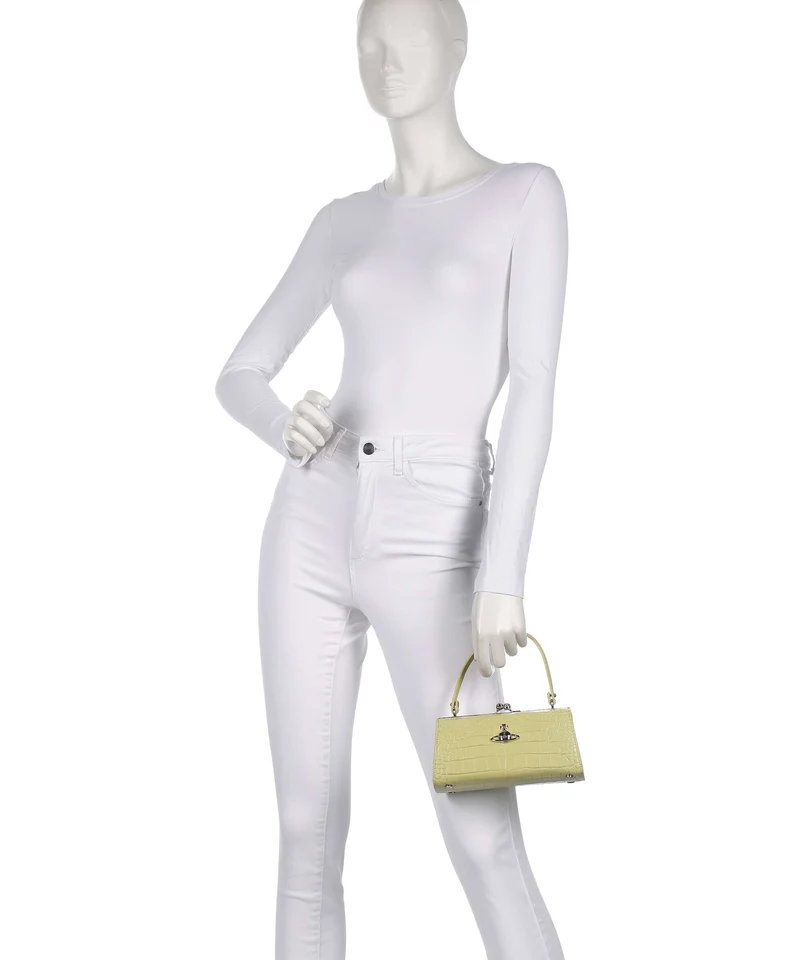 Vivienne Westwood Doll Frame Embossed Croc XL Sac à main lime green
