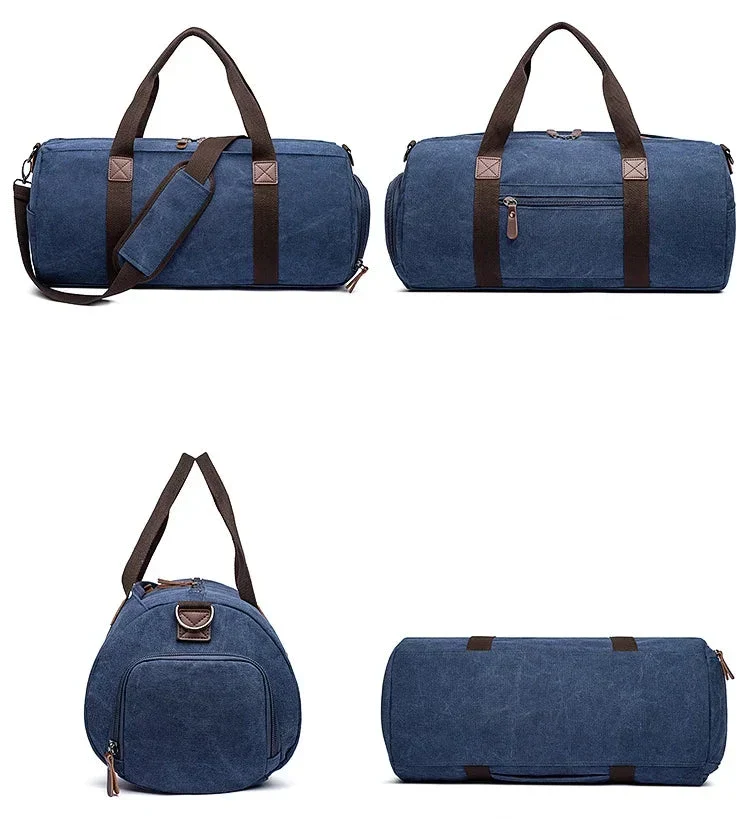 Sac Polochon Voyage Vintage | Toile Canvas Robuste