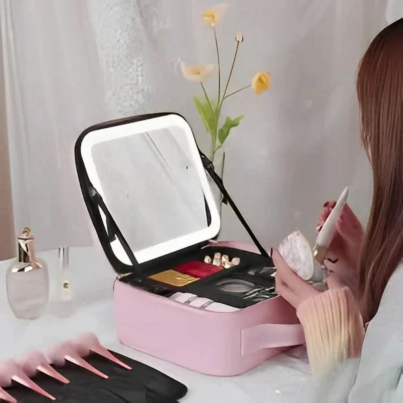 Sac Maquillage Portable Led | Miroir Lumineux Intégré