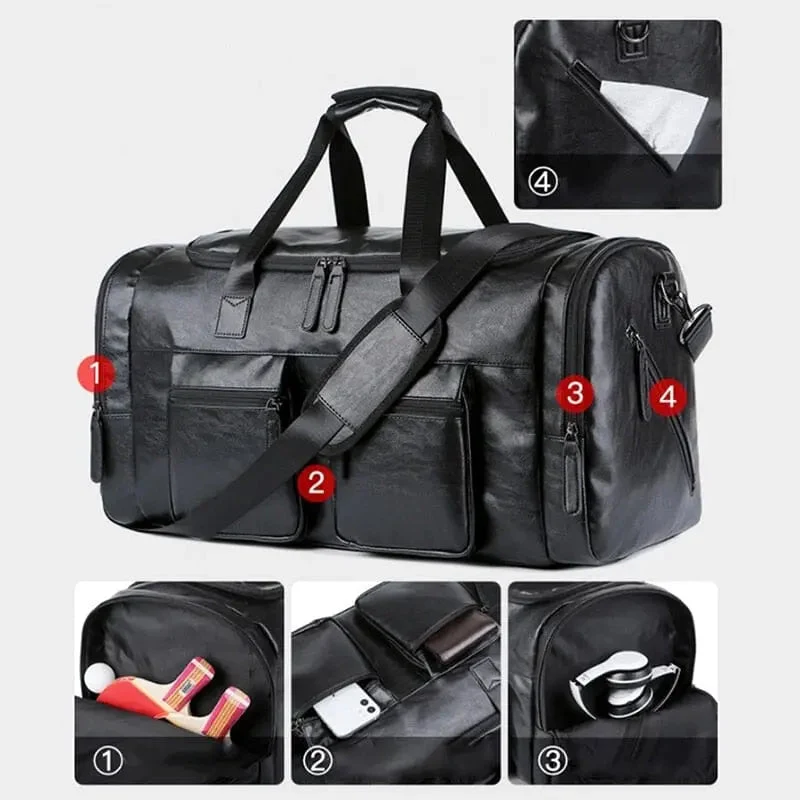 Sac de Voyage Vintage Pu | Grande Poche Résistante