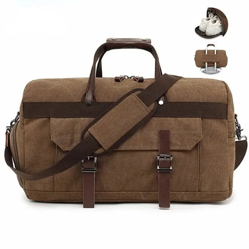 Sac de Voyage Vintage 40l | Toile Canvas Compartiments Pratiques